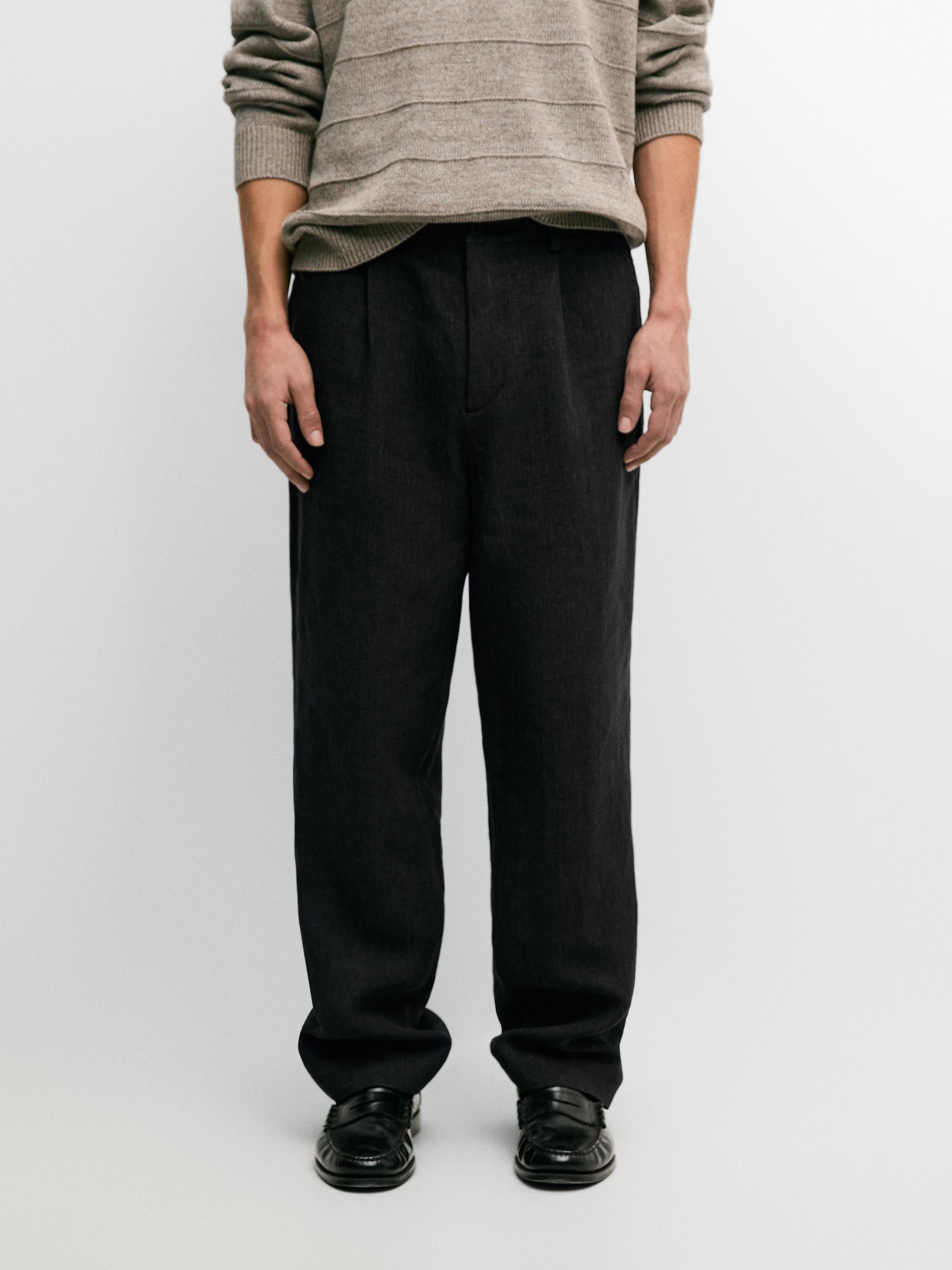 Total look linen darted trousers